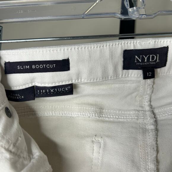 NYDJ white Jeans- 12-scalloped cuff, slight bootcut, casual summer - Picture 4 of 6